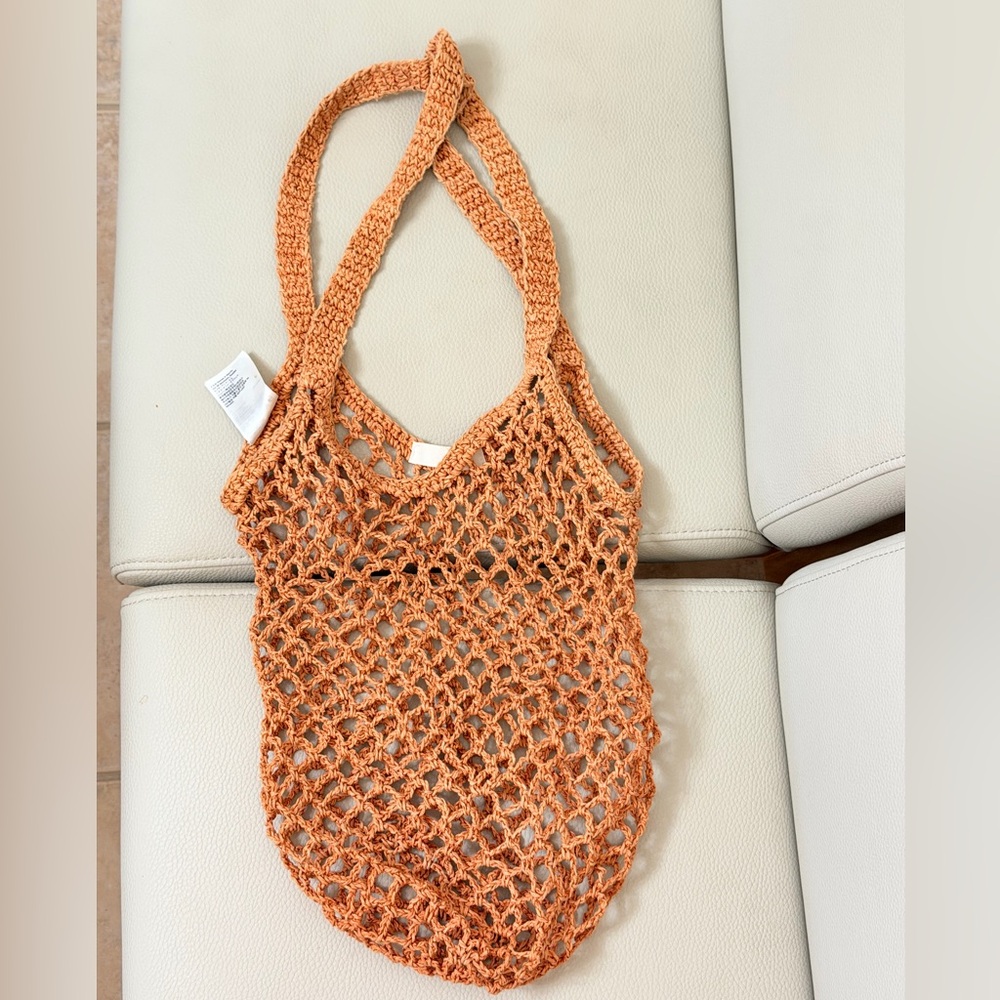 H&M Orange Boho Mesh Tote Bag